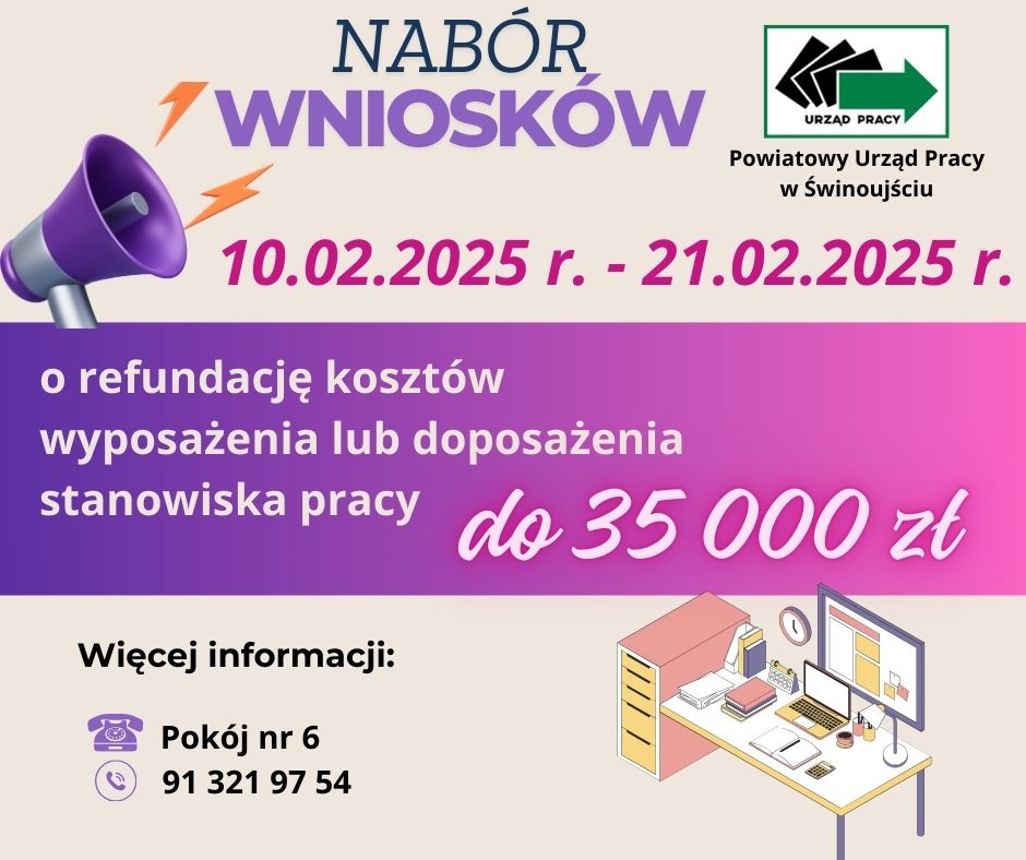 Zdjęcie artykułu Nabór wniosków o refundację kosztów wyposażenia lub...