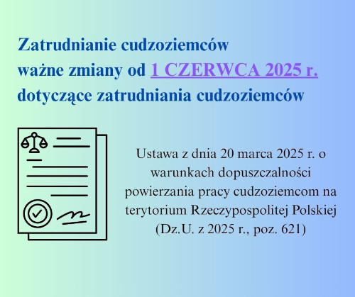 Zdjęcie artykułu Zatrudnianie cudzoziemców ważne zmiany od  1 CZERWCA 2025 R. dotyczące zatrudniania cudzoziemców