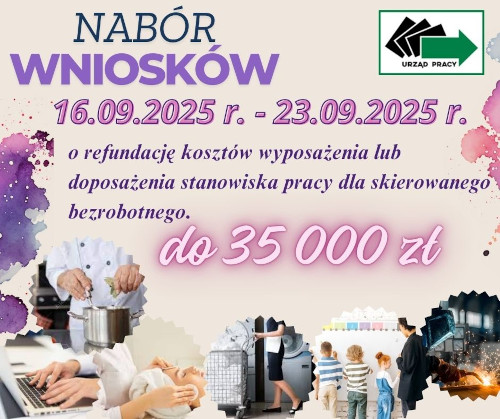 Zdjęcie artykułu Nabór wniosków o refundację kosztów wyposażenia lub doposażenia stanowiska pracy