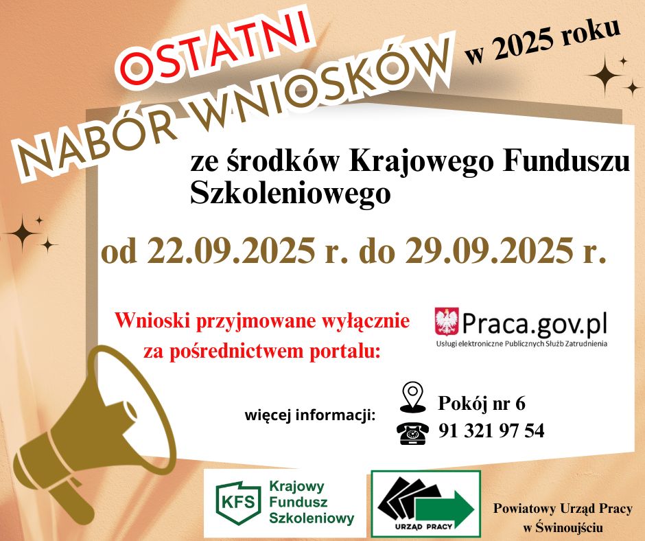 Zdjęcie artykułu Ostatni nabór wniosków o dofinansowanie kosztów kształcenia ustawicznego ze środków Krajowego Funduszu Szkoleniowego w 2025 roku