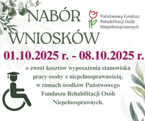 Zdjęcie artykułu Nabór wniosków o zwrot kosztów wyposażenia stanowiska pracy osoby z niepełnosprawnością.