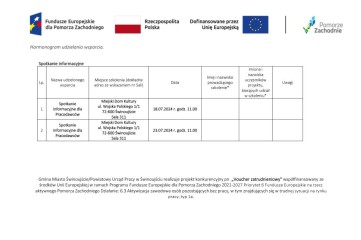 Zdjęcie artykułu Harmonogram wsparcia w ramach projektu Voucher zatrudnieniowy